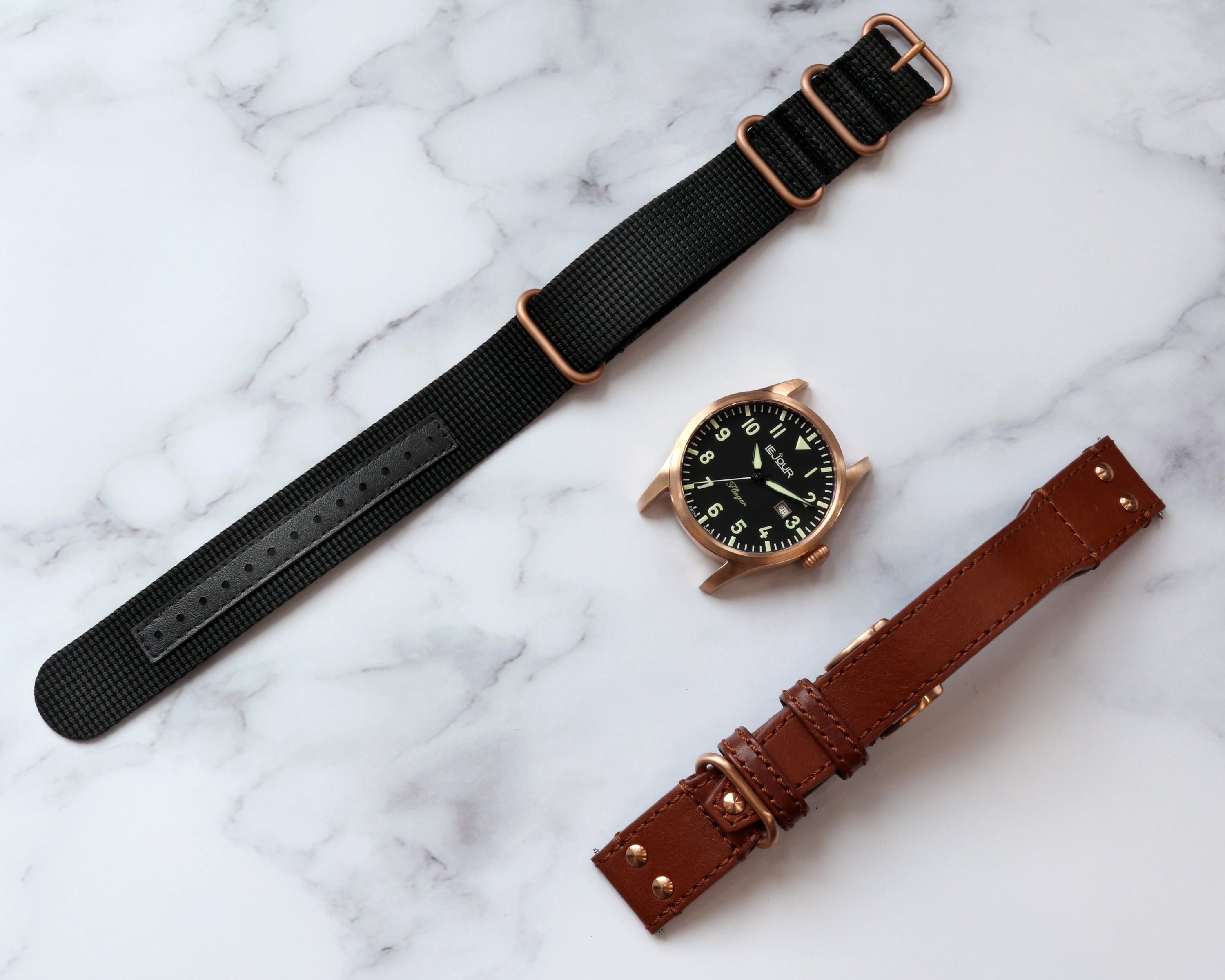 Le Jour FLIEGER Bronze Watch I Swiss Made Pilot Watch I